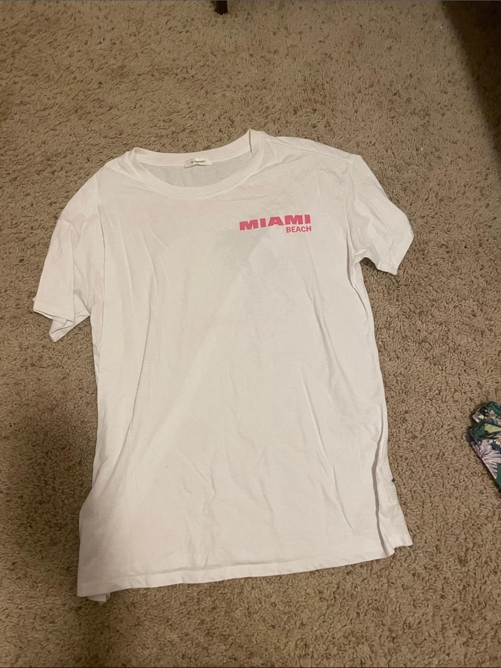 Miami Beach Graphic Tee - White with Pink Logo